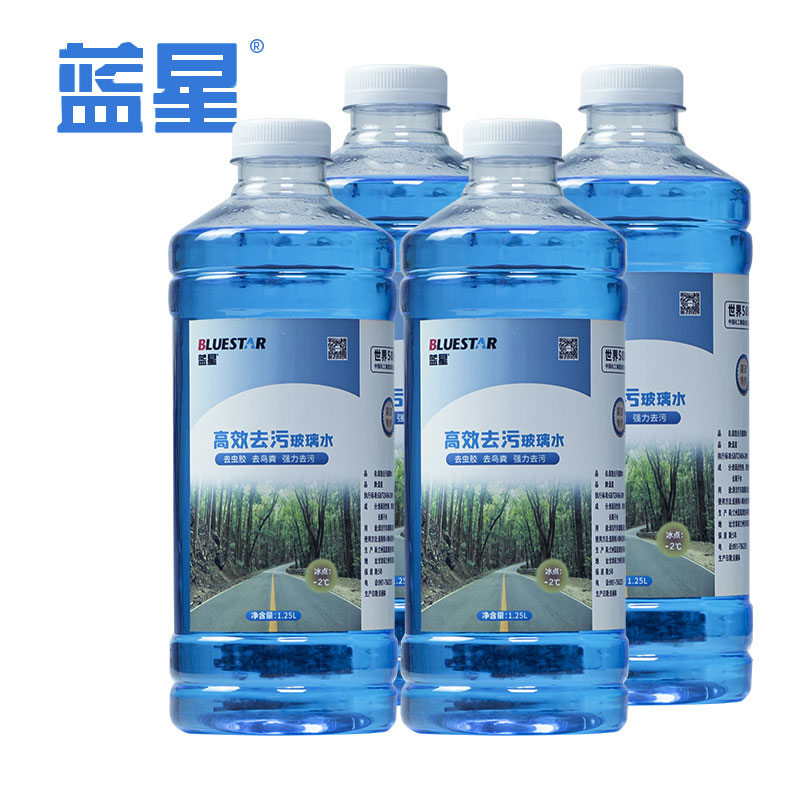 蓝星汽车玻璃水夏季1.25L *4瓶 去油膜雨刮水雨刷精车用夏季清洁液